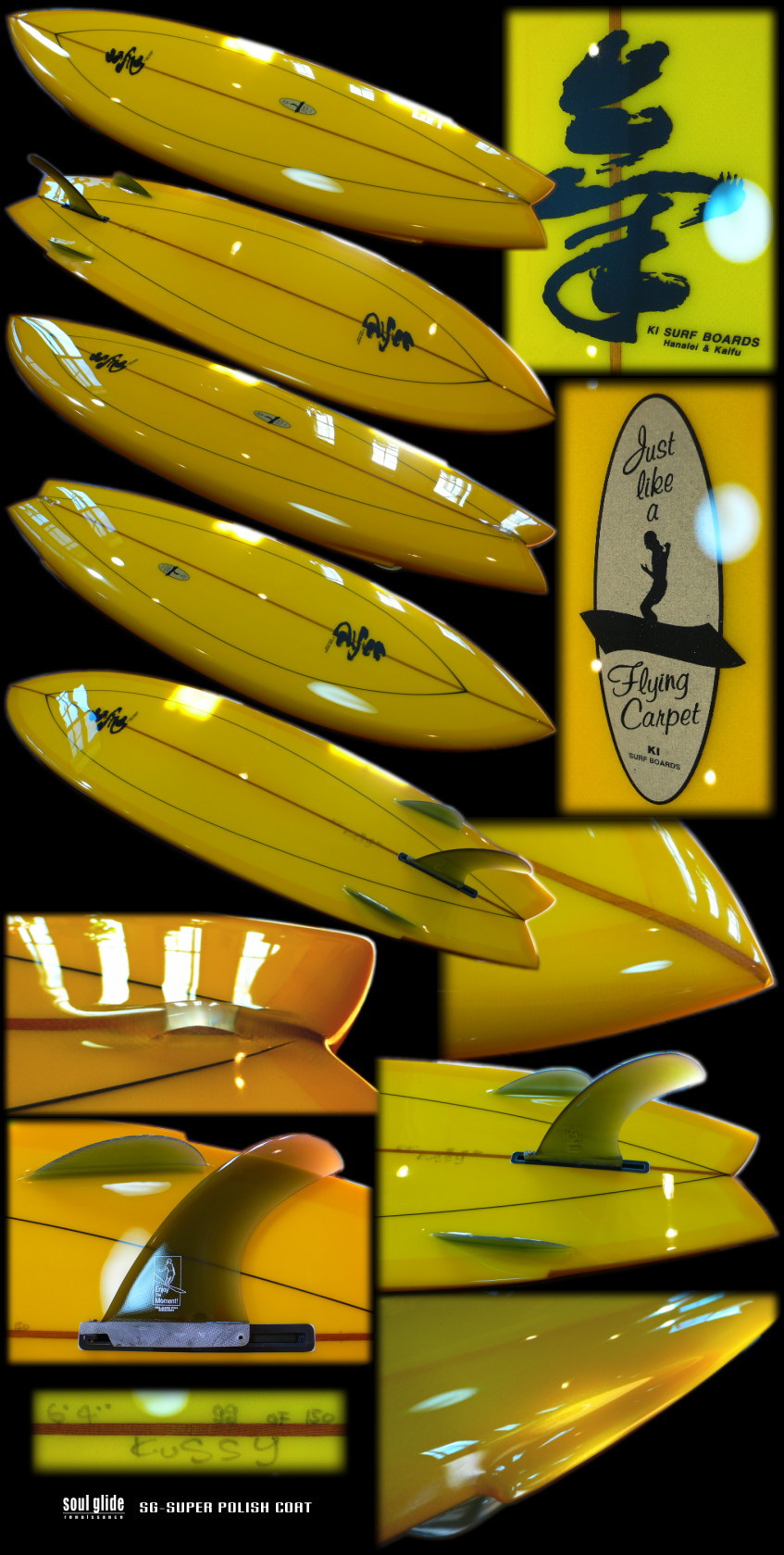 KI SURFBOARDS KI WING SWALLOW BONZER 64 YELLOW